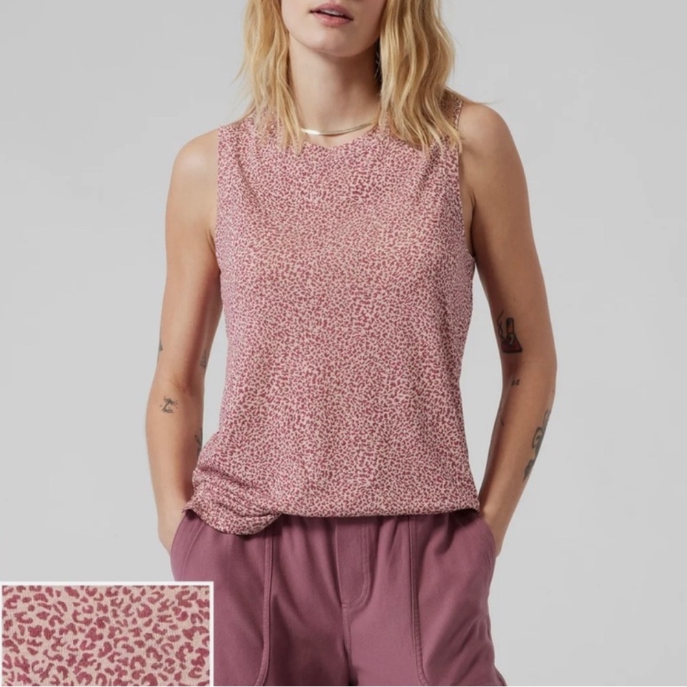 Athleta Breezy Cheetah Print Loose Fit Tank Top - Picture 2 of 7